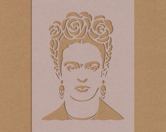 Frida Kahlo pochoir célébrité artiste vintage artisanat Wall Art A6 A5 A4 A3 Shabby Chic