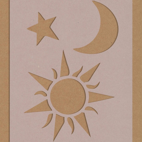 Soleil lune et étoiles pochoir décor enfants artisanat