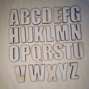 Fuente de impacto Negrita Letras de madera sin pintar MDF Corte láser alfabeto completo