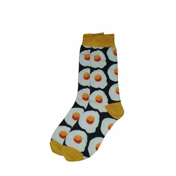 Fried egg socks, handmade, gift for him, funny socks, colourful, food, cotton socks, mens socks,  stocking filler