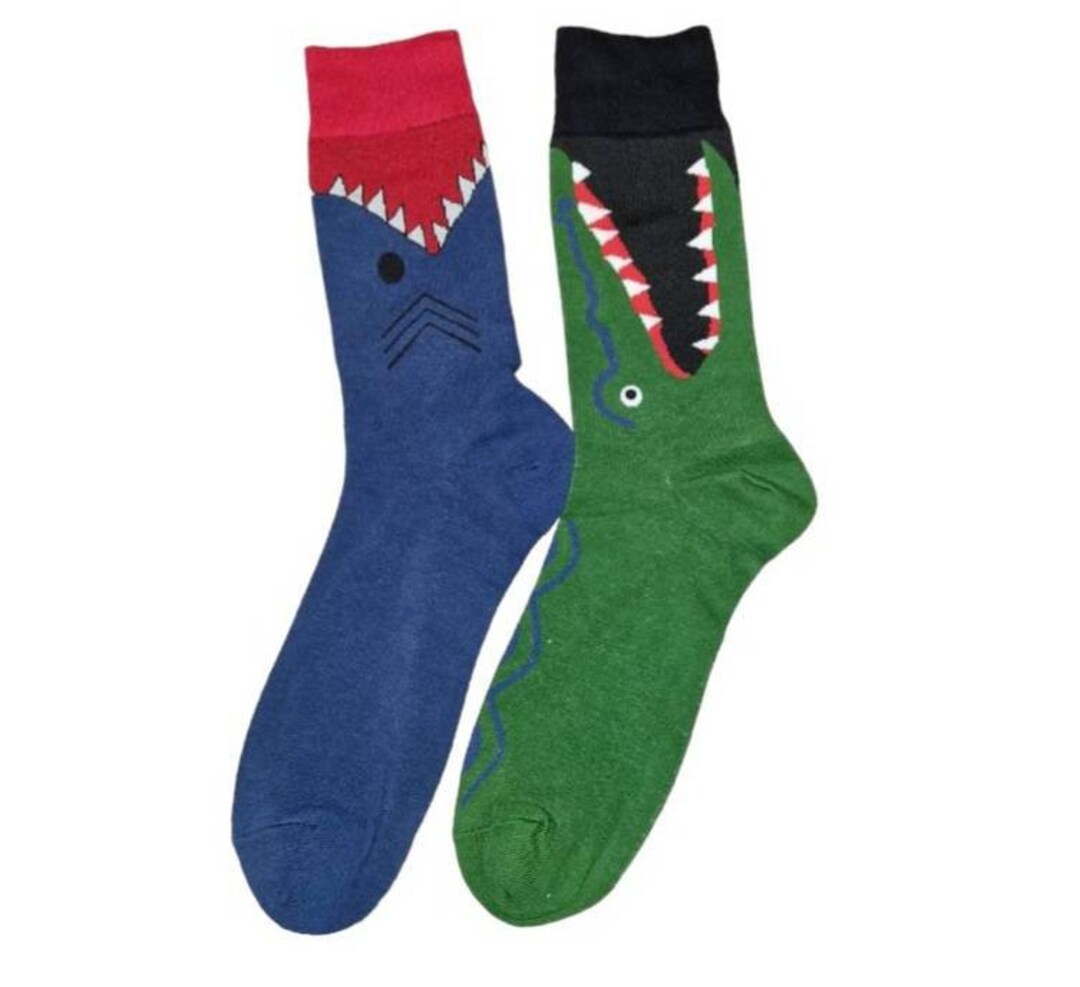 Odd Socks, Funky Socks, Mens Socks, Crocodile, Shark, Socks, Gift for