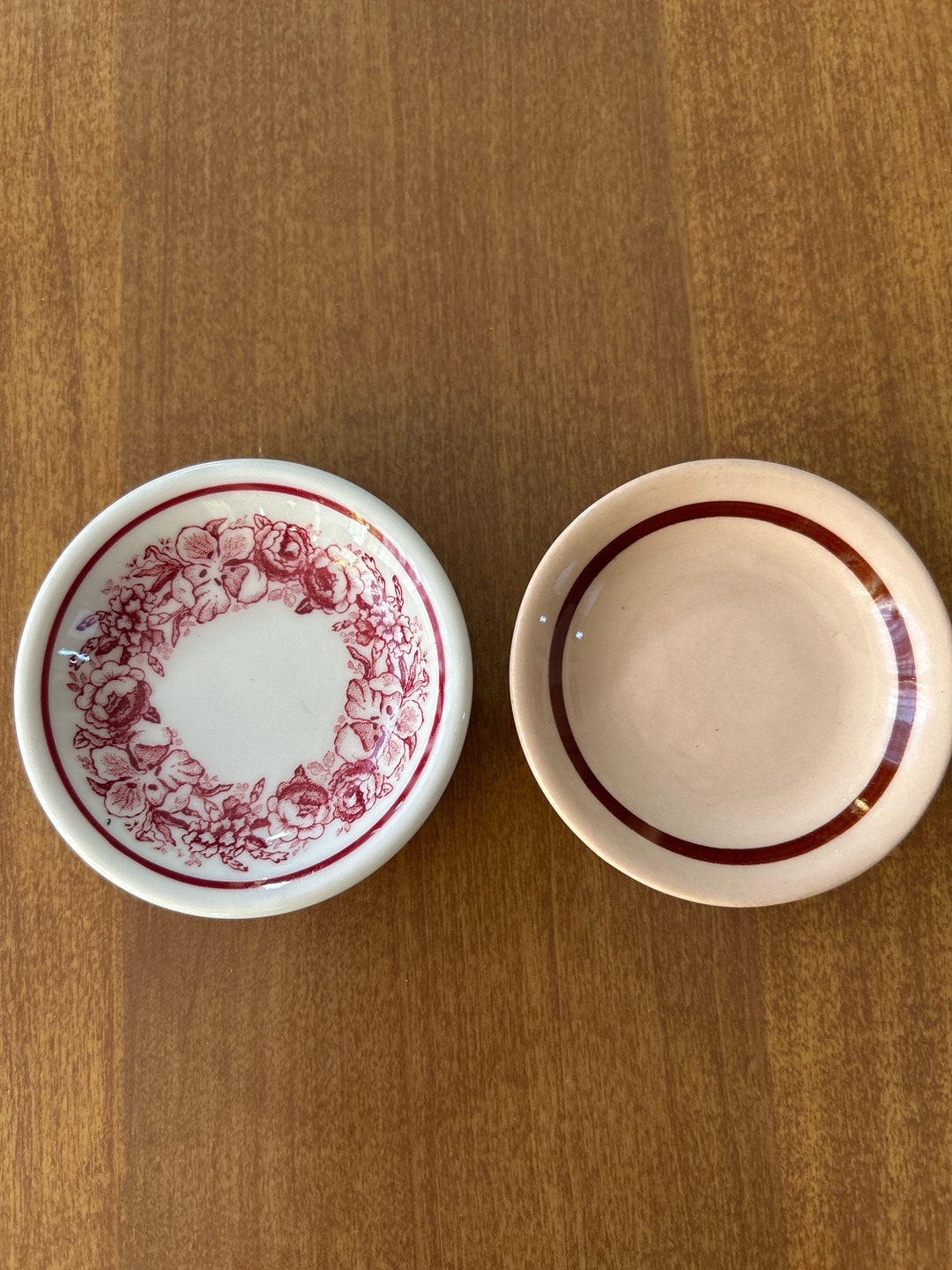 Vintage Restaurant Ware Butter Pat Stack Tan/ Red Etsy