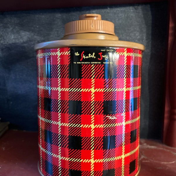 Vintage Hamilton Skotch Jug Insulated 1/2 Gallon Picnic Jug  - Red Plaid