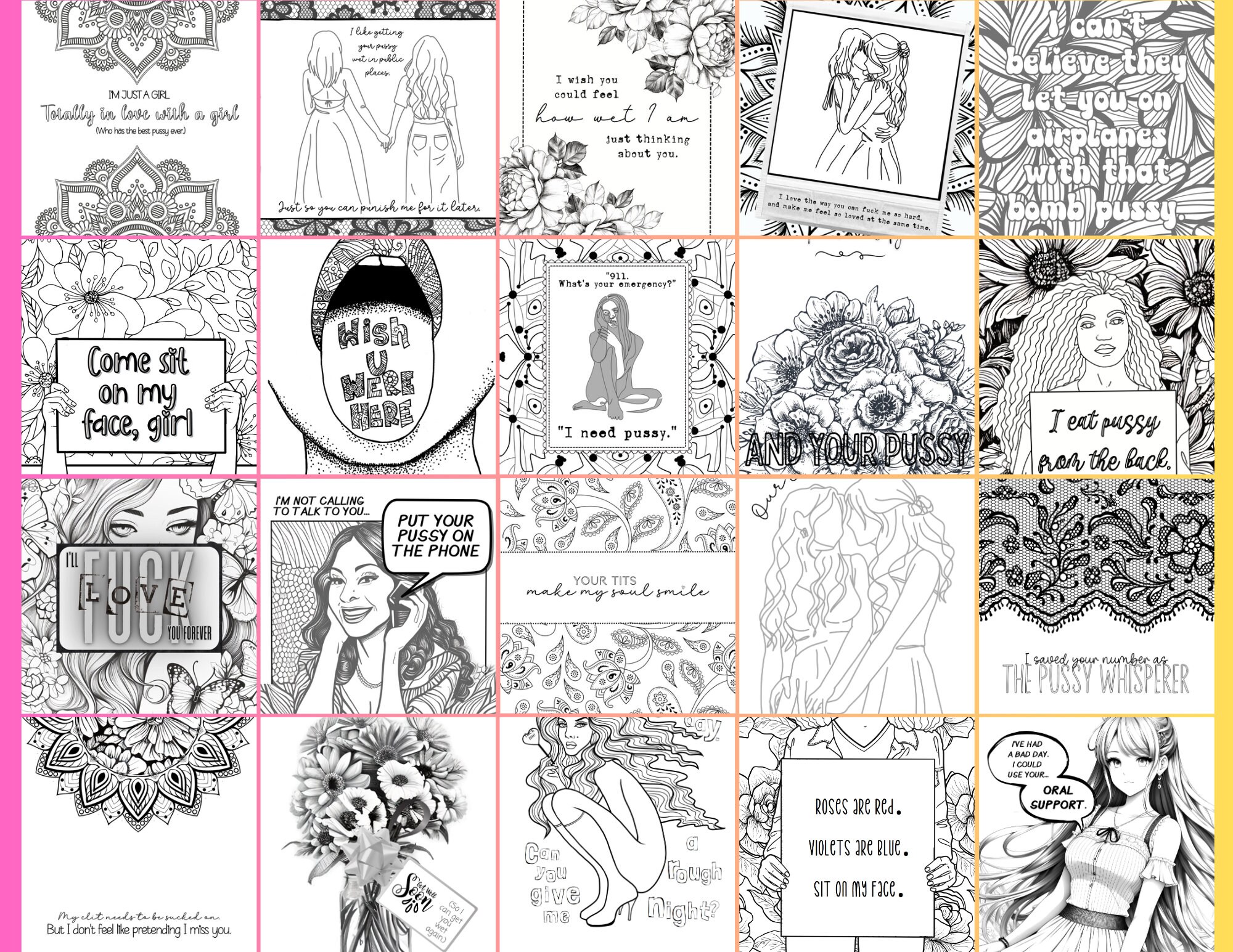 Lesbian Coloring Book. Printable Coloring Book for Lesbians in Love, to ...