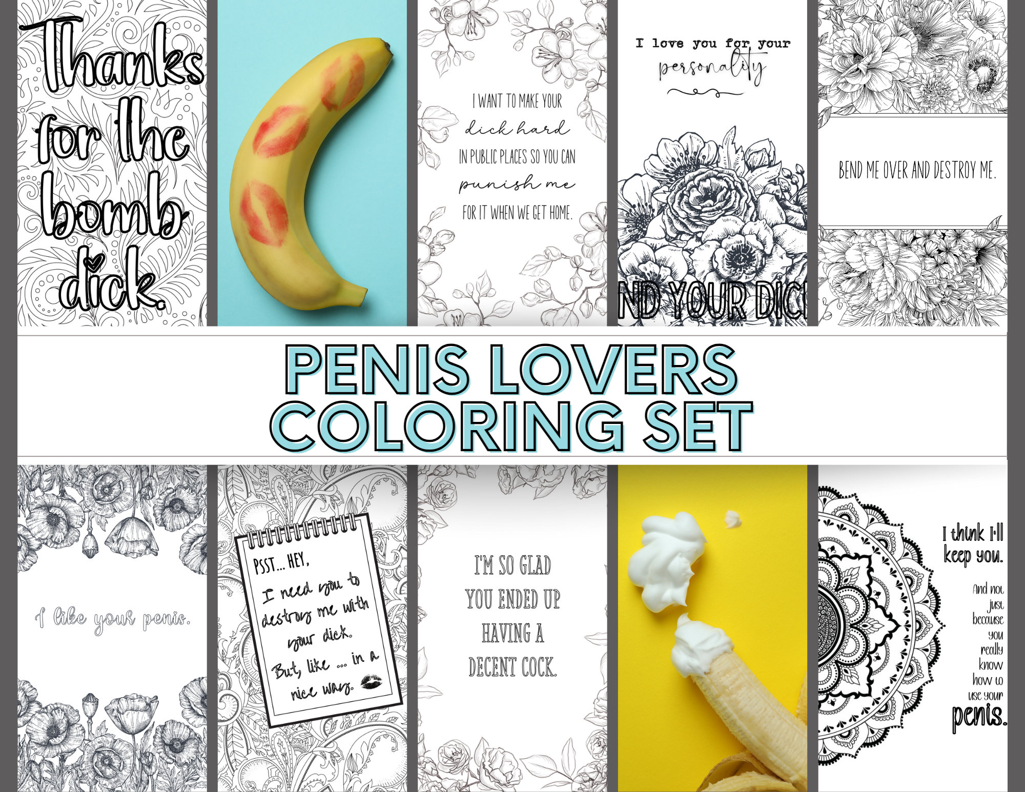 PENIS LOVERS Set of 8 Dirty Printable Adult Coloring Pages to Help ...
