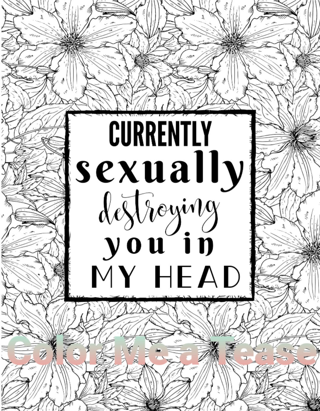Color Me a Tease A Naughty Printable Adult Coloring Book | Etsy