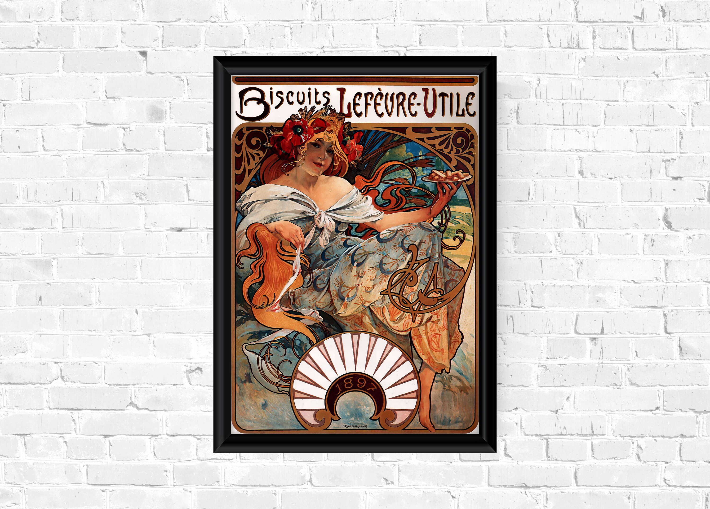 Alfons Mucha 1896 Biscuits Lefevre Utile Poster Art Nouveau Etsy