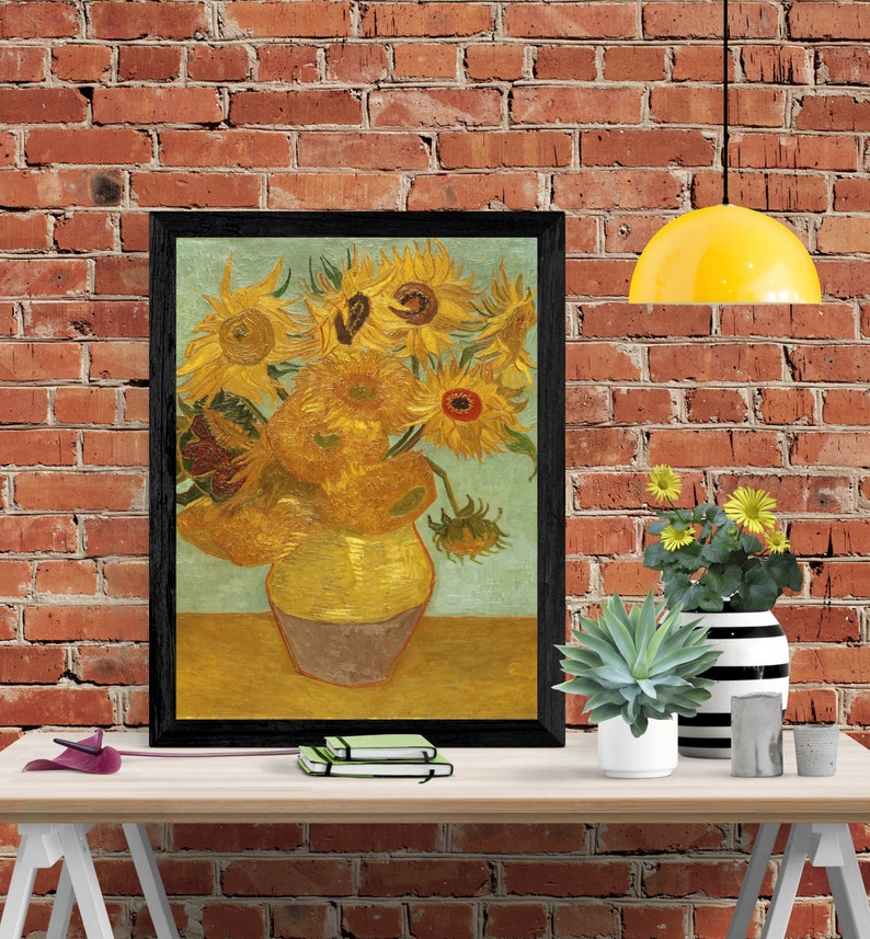 Vincent Van Gogh Sunflowers Reproduction Print Poster Wall Art Etsy