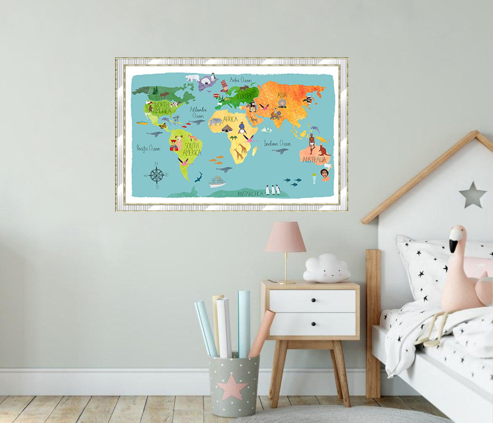 Children map World Children room décor Map poster Gift for | Etsy