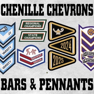 Chenille Chevrons, Bars, & Pennants Custom Letterman Jacket Patch - Made in USA