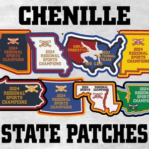 Chenille State & USA Custom Letterman Jacket Patch - Made in USA