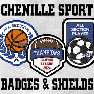 Chenille Sport Shield Custom Letterman Jacket Patch - Made in USA