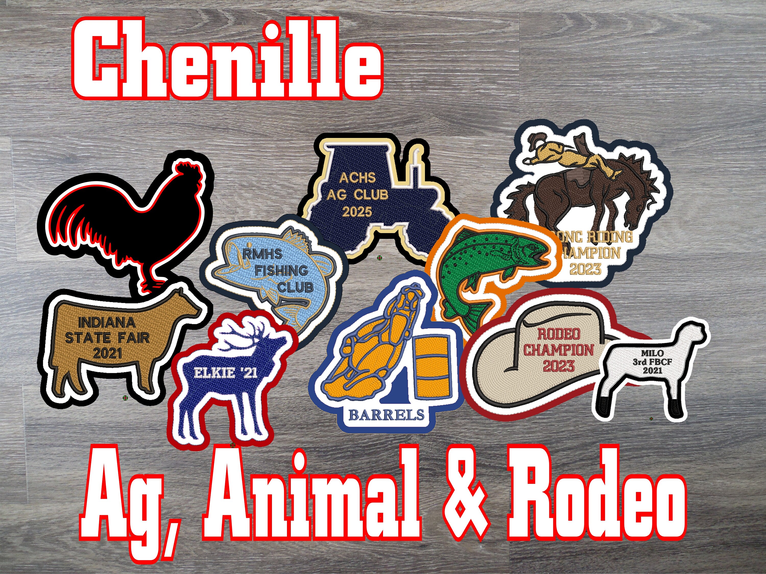 Custom Chenille Animal and Ag Letterman Jacket Patch made in USA 