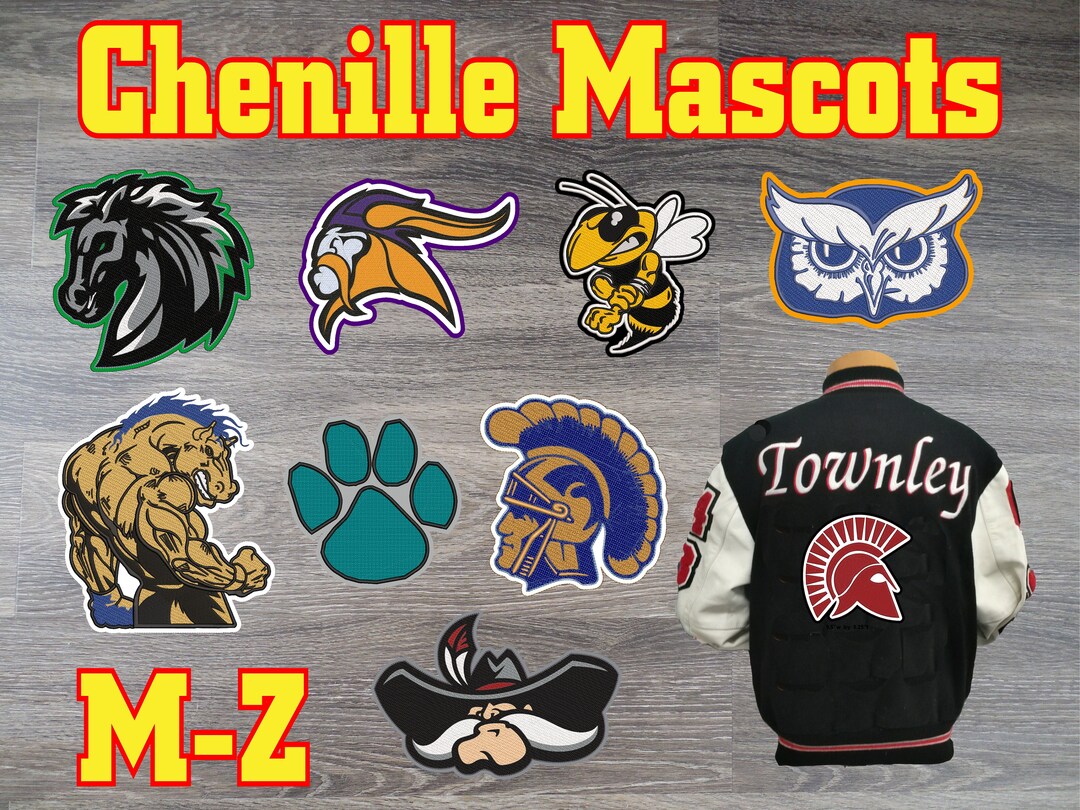 Chenille Mascot MZ Custom Large Back Letterman Jacket Patch made in