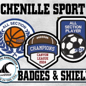 Chenille Sport Shield Custom Letterman Jacket Patch - Made in USA