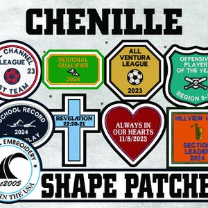 Chenille Shapes Custom Letterman Jacket Patch - Made in USA