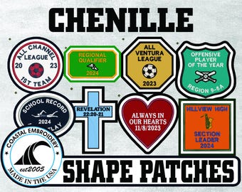 Chenille Shapes Custom Letterman Jacket Patch - Made in USA