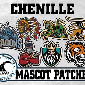 Chenille Mascot Back & Sleeve Custom Letterman Jacket Patch - Made in USA