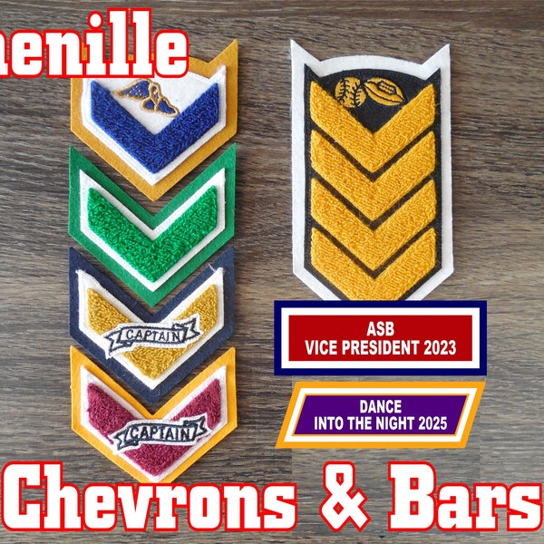 Chenille Chevrons for Letterman Jacket- Made In USA!