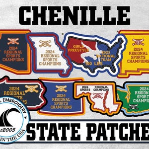 Chenille State & USA Custom Letterman Jacket Patch - Made in USA