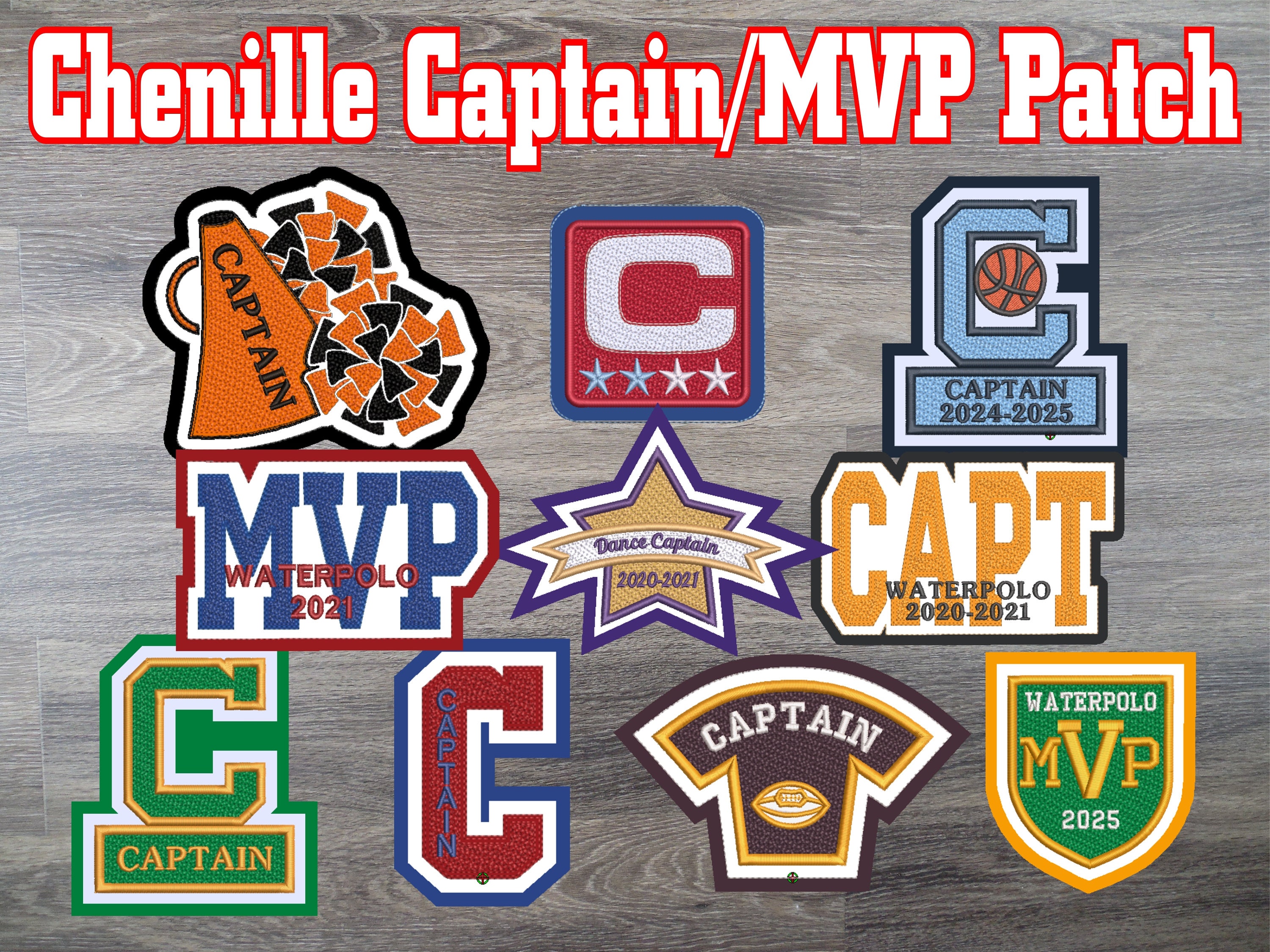 Captain/mvp Patch Chenille Letterman Jacket Patch made in USA 