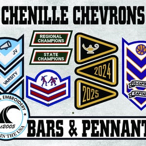 Chenille Chevrons, Bars, & Pennants Custom Letterman Jacket Patch - Made in USA