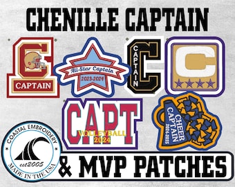 Chenille Captain & MVP Custom Letterman Jacket Patch - Made in USA