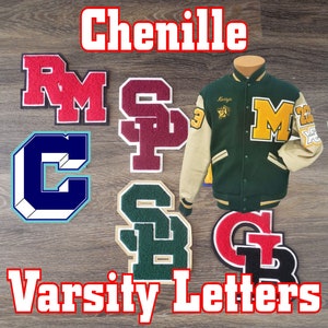 Letras Chenille Varsity para chaqueta Letterman: ¡hechas en EE. UU.!