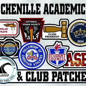 Chenille Academic & Club Custom Letterman Jacket Patch - Made in USA