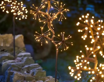 Lampy ogrodowe Starburst zasilane bateriami solarnymi | Dekoracyjne oświetlenie ogrodowe ze 140 ciepłymi białymi diodami LED