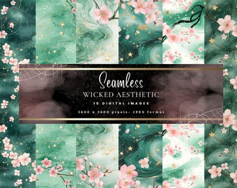Wicked Aesthetic Digital Paper - seamless printable instant download printable scrapbook paper for commercial use, Wicked Movie