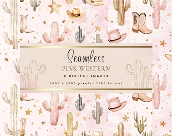 Różowy papier Western Digital: bezszwowe wzory do scrapbookingu (pobranie cyfrowe)