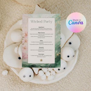 Editable Wicked Aesthetic Party Menu- Instant Download, Customizable Party Decor, Halloween Party Decor, Halloween Downloadable, Party Menu