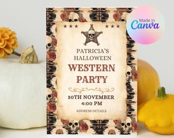 Western Halloween Party Invitation: Spooktacular Customizable E-Invite (Digital Download)