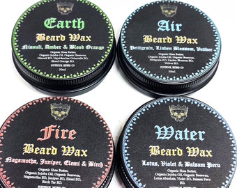 Earth Air Fire & Water 30ml - Organic Beard Wax Collection - 4 Waxes