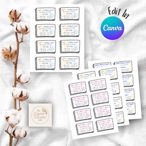 May include: A selection of vibrant stickers featuring the phrase "Let's Hang Out!" and the name "Olivia." The stickers have a rainbow gradient design and a black border. The image also includes a logo that says "The Digital Darlin' Co."