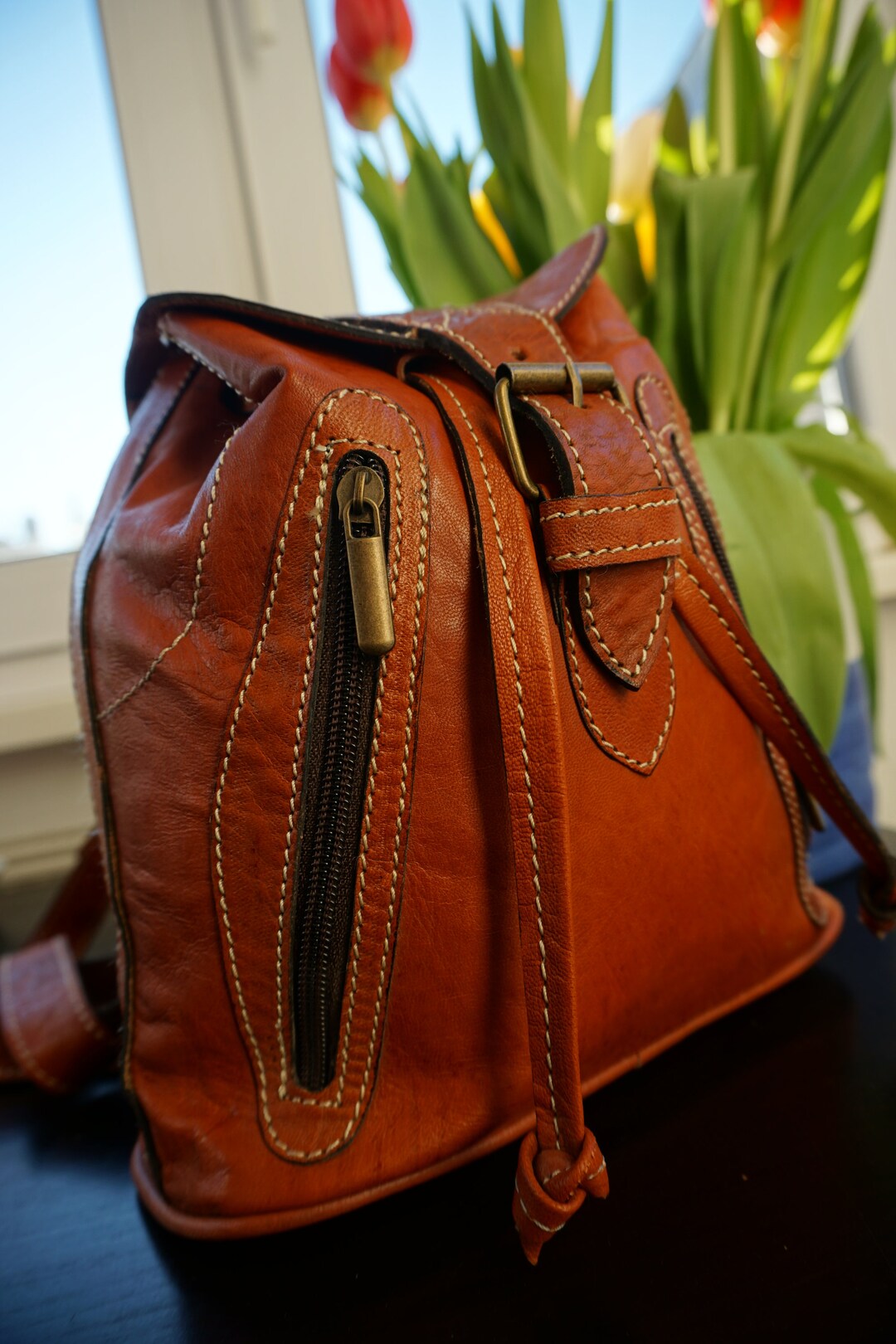 Sac à Dos Vintage En Cuir De Chèvre Véritable – Fabriqué à La Main En Inde, Couleur Marron, Neuf Sans étiquettes