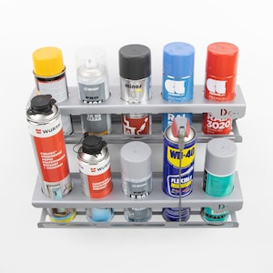 Soporte para latas de aerosol y lubricante, soporte para herramientas de pared, 5 ranuras