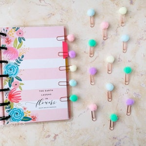 Kawaii Pastel  Pompom Paper Clip Bookmark ~ Kawaii Bookmark, Cute Tiny Paper Clips, Book Page Marker, Cute Stationery, School Supplies