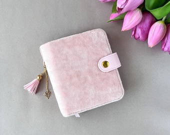 Velour Micro Happy planner cover, pastel colours Tiny planner holder