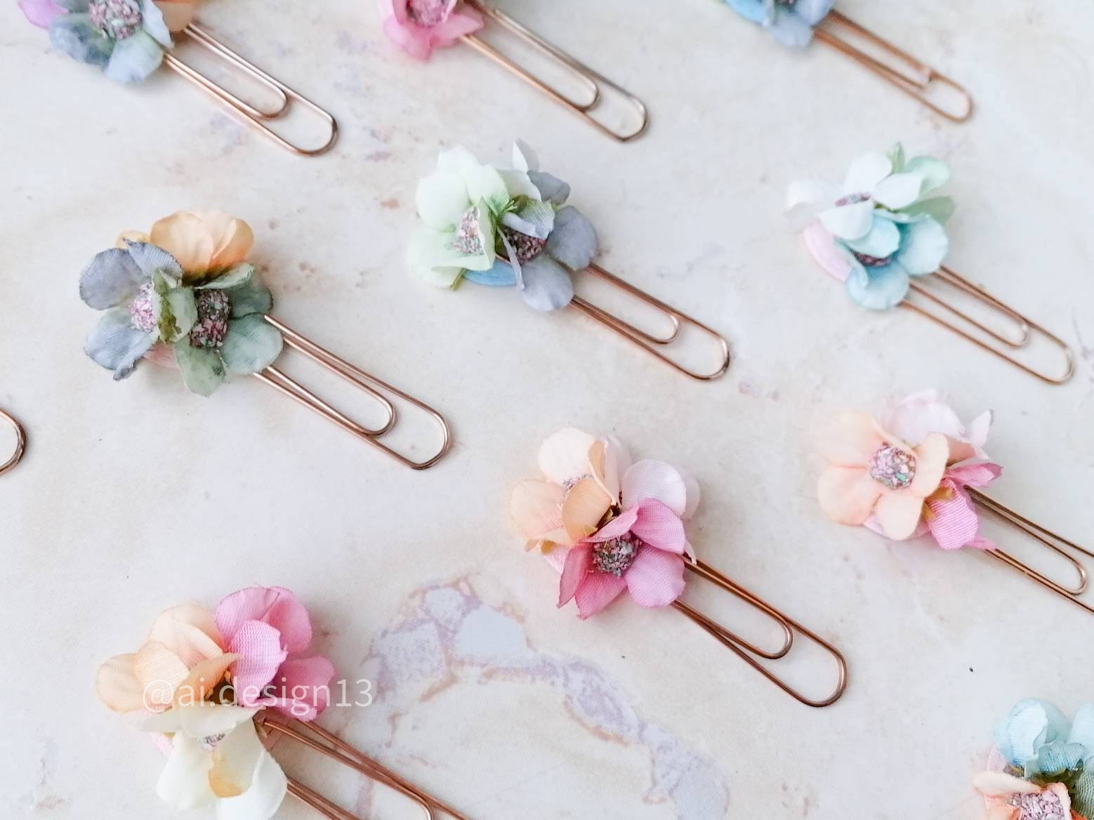 Cute Floral paper clips Pastel Color clips custom colours Etsy