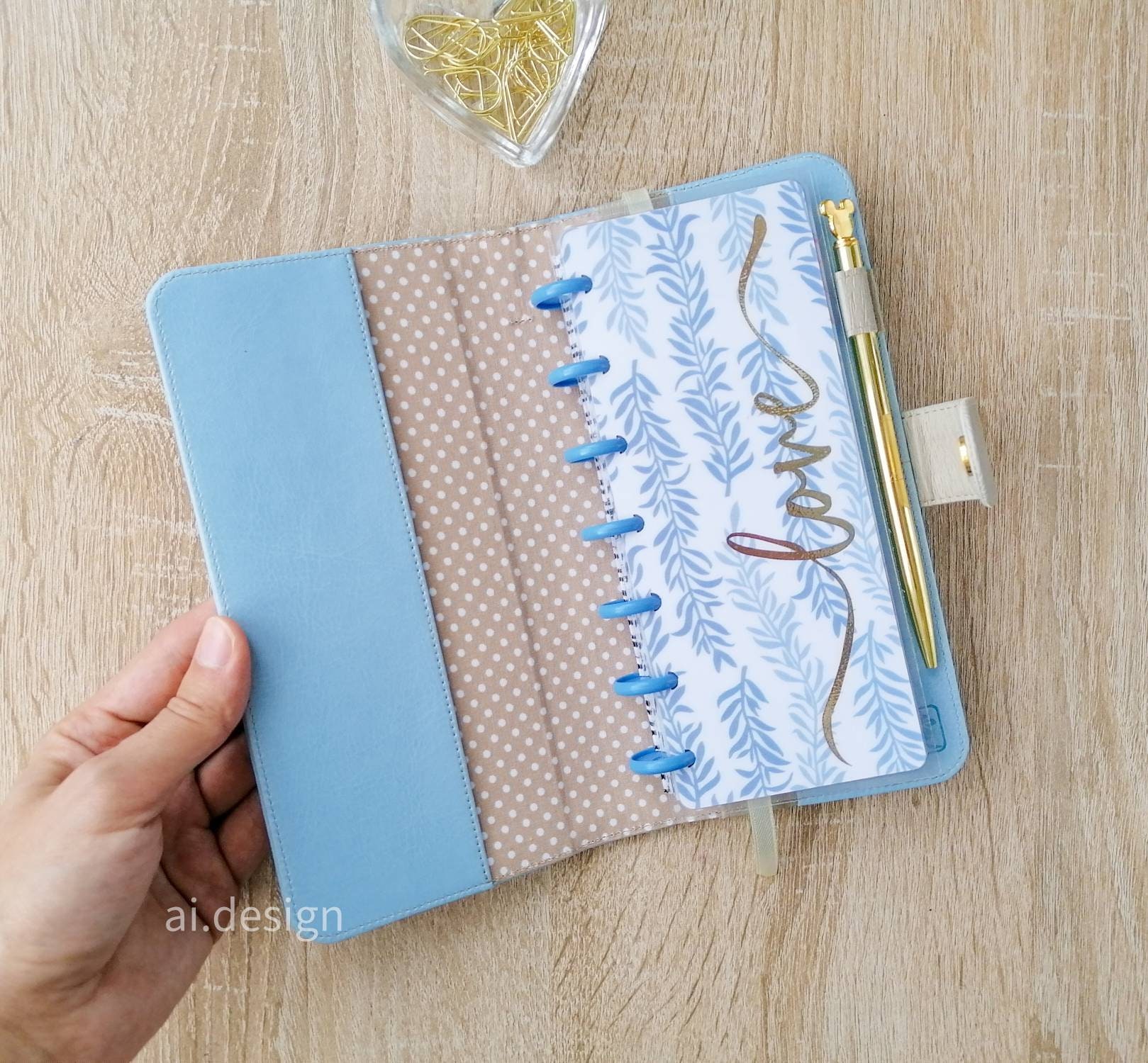 The Skinny Mini Happy Planner Cover Light Blue Holder With Etsy