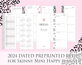 2024 preprinted Skinny Mini Happy Planner refill