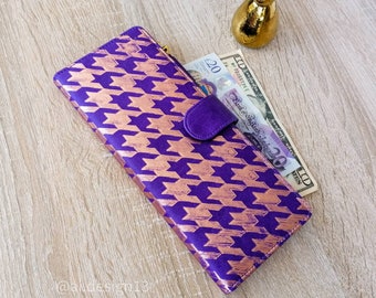 Custom faux leather Checkbook cover, Personalised  vegan Chequebook holder, Monogram wallet, Gold foil holder for checkbook