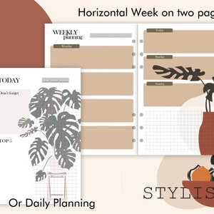 A5 planner inserts, 100 sheets refill, horizontal week plan, 2021 planner refill image 3