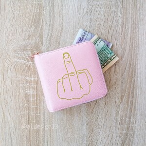 Billetera con el dedo medio, portatarjetos con gestos con la mano, billetera Fuck, billetera con signo de higo, regalo de billetera divertida, billetera personalizada, billetera con cremallera de cuero sintético