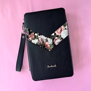 CUSTOM Zipper Skinny Classic Happy planner cover, floral fabric, silver hardware