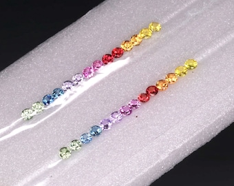 2mm Rainbow Sapphire Line Lot -  Multi Color Loose Stones Round Shape - Color Sapphire Gemstone