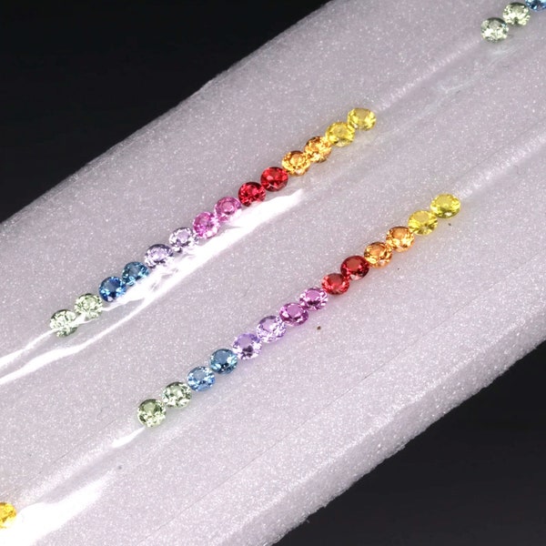 2mm Rainbow Sapphire Line Lot -  Multi Color Loose Stones Round Shape - Color Sapphire Gemstone