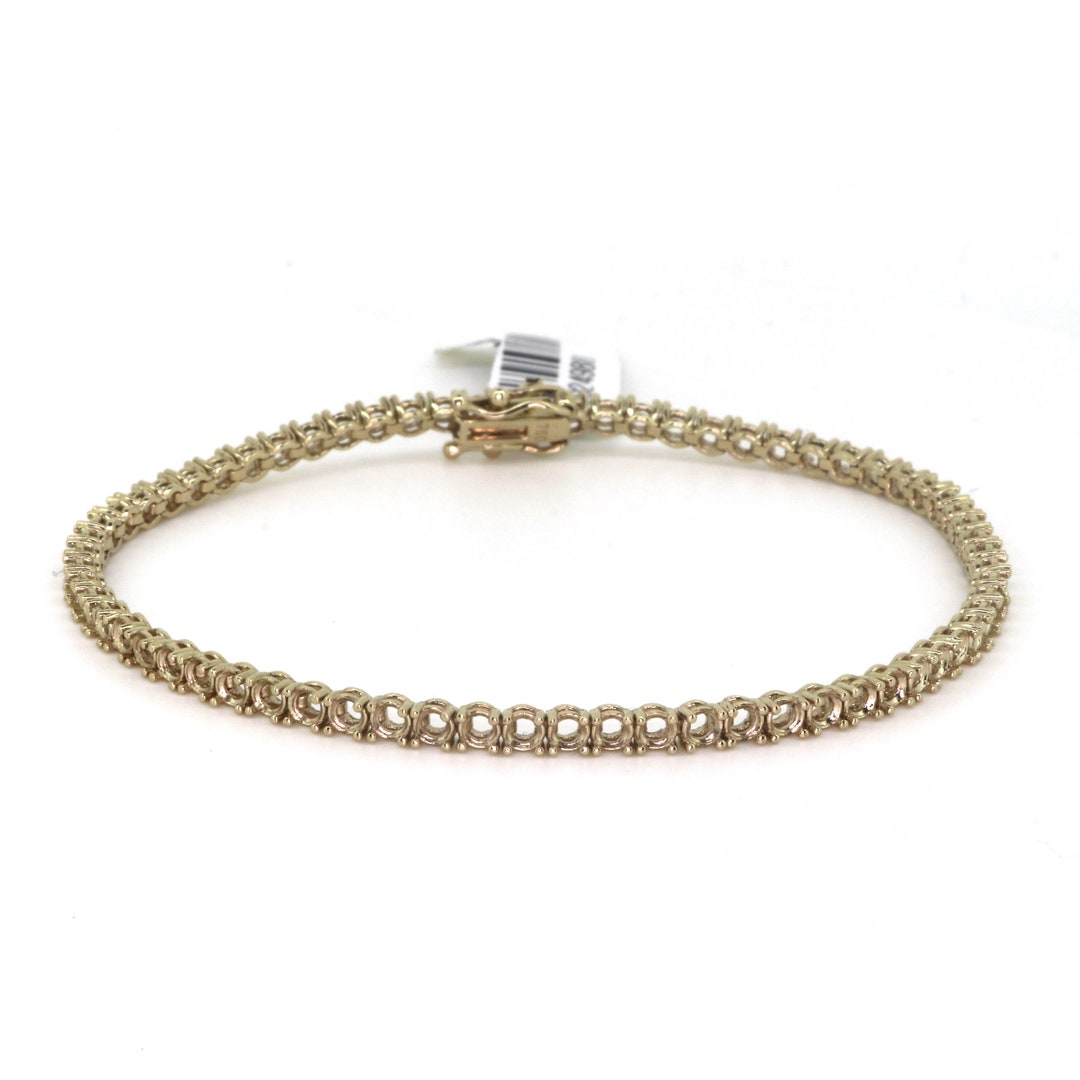 18K Gold Tennis Bracelet Mounting 2.3mm Round Solid Gold Bracelet